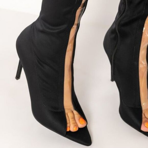 AZALEA WANG " JUST A LITTLE PEEK " STILETTO BOOT IN BLACK ( BRAND NEW !!1 ) - Picture 2 of 7